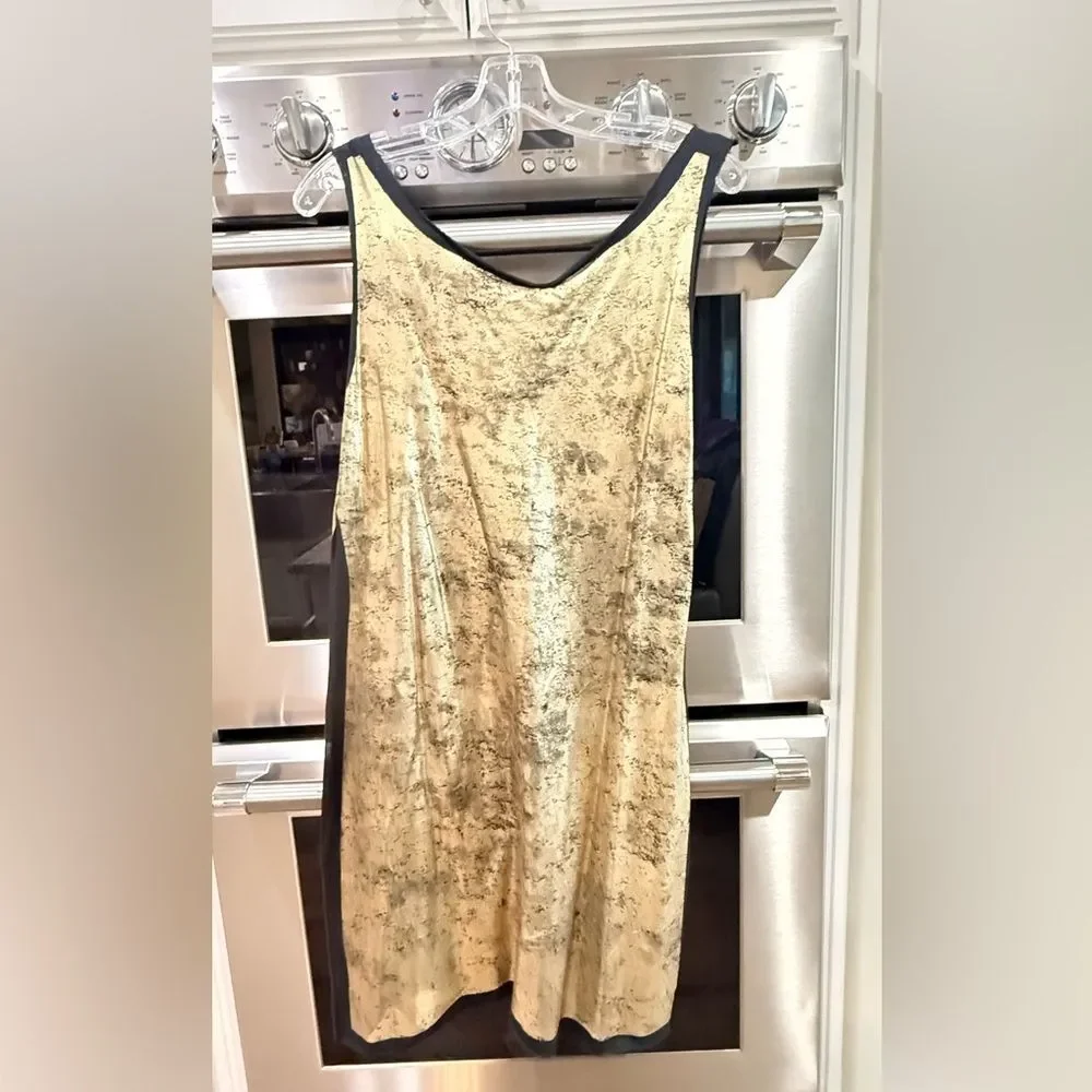 NWT Tory Burch Aventurine metallic gold foil sleeveless dress